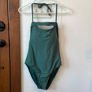 SOLD Off-site | Time and Tru Cutout Bandeau One Piece Swimsuit Spruce Green